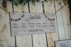 A close up shot of the tp table card on the table plan