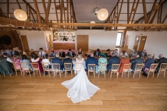 The Red Brick Barn set with one long table