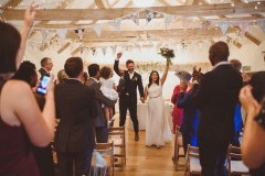 Celebration after the ceremony in the wedidng barn