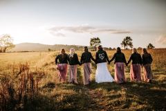 Bridal party in golden hour