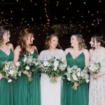 Bridesmaids in Green in the Really Rustic barn